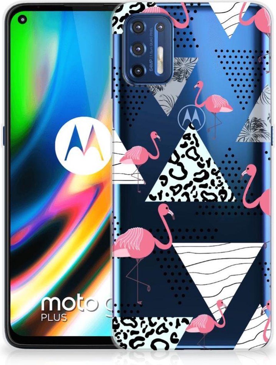 Motorola Moto G9 Plus TPU Hoesje Flamingo Triangle