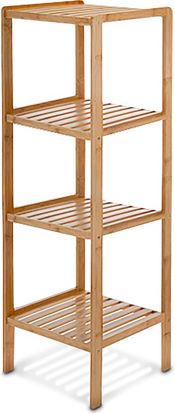 Relaxdays Badkamerkast bamboe hout - Stellingkast 4 planken - Badkamer open  kast meubel. | bol.com