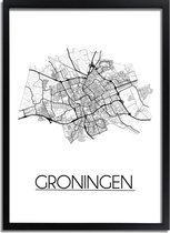 Groningen detail Plattegrond poster A3 + fotolijst zwart (29,7x42cm) - DesignClaud