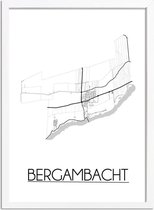 Bergambacht Plattegrond poster A3 + fotolijst wit (29,7x42cm) - DesignClaud