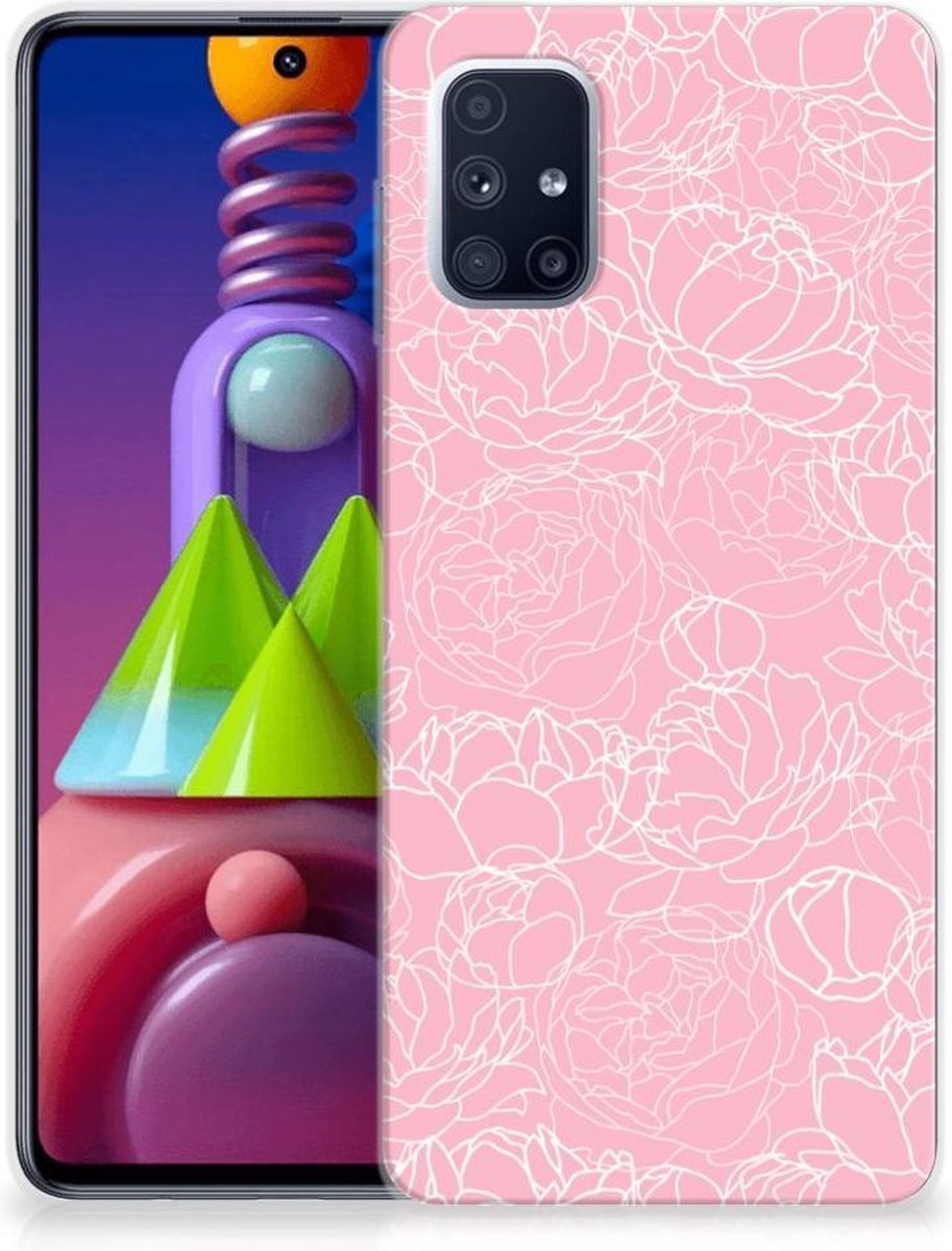 Samsung Galaxy M51 TPU Case White Flowers