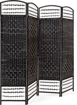 Kamerscherm 4-delig - van bamboe - 179x180 cm - privacyscherm- paravent - natuur zwart