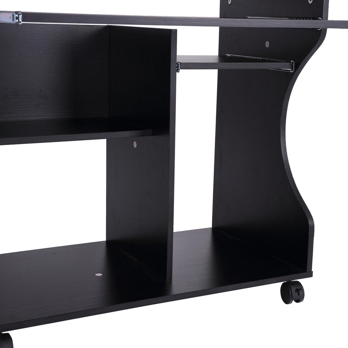 Compact Bureau - Schrijftafel - Computerbureau - Bureautafel - Bureau - Verrijdbaar - 80 x 48 x 76 cm - Zwart thumbnail 6