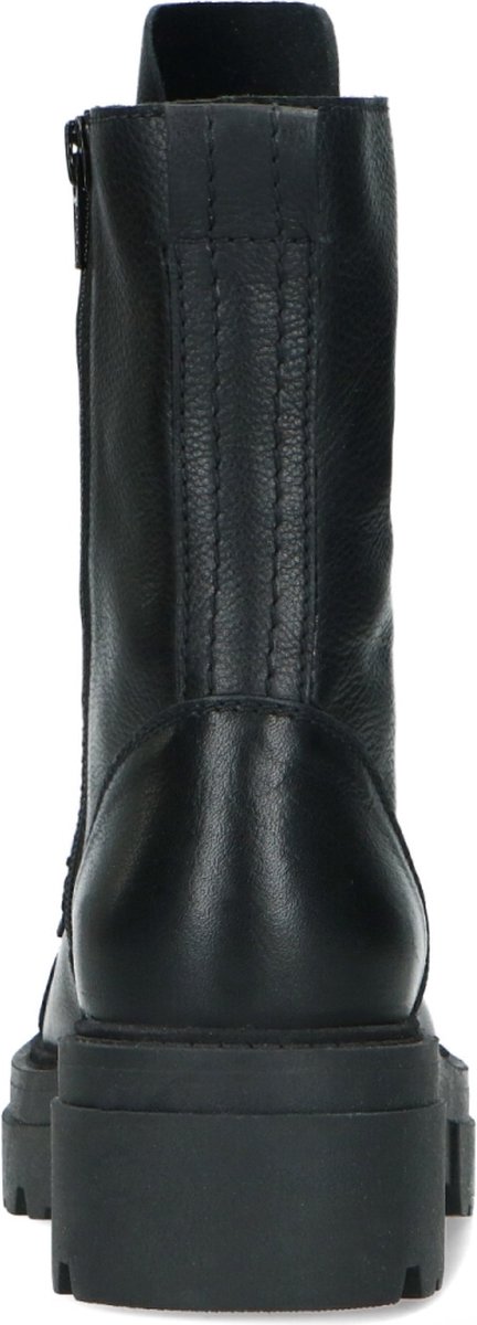 Manfield - Dames - Zwarte biker boots met plateauzool - Maat 36 | bol.com