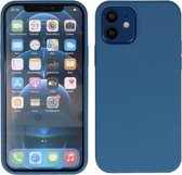 Lunso - Softcase hoes -  iPhone 12  Mini  - Blauw