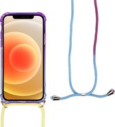 ShieldCase Hoesje met koord geschikt voor Apple iPhone 12 / 12 Pro - 6.1 inch - paars/blauw