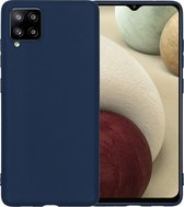 Samsung A12 Hoesje Back Cover Siliconen Case Hoes - Donker Blauw