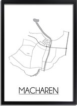 Macharen Plattegrond poster A2 + fotolijst zwart (42x59,4cm) - DesignClaud