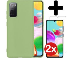 Hoesje - Met 2x Screenprotector - Geschikt voor Samsung Galaxy A41 - Sterk & Shockproof - Telefoon Hoes - Back Cover - Siliconen Case - Telefoonhoes - Groen