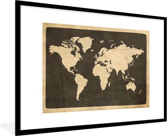 Fotolijst Poster Wereldkaart - Vintage Hout - cm - Posterlijst | bol.com
