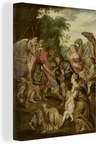 Canvas Schilderij De verzoening van Jacob en Ezau - Schilderij van Peter Paul Rubens - 30x40 cm - Wanddecoratie