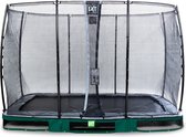 EXIT Elegant inground trampoline 214x366cm met Economy veiligheidsnet - groen