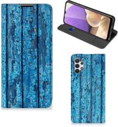 Telefoonhoesje Geschikt voor Samsung Galaxy A32 5G Magnet Case Wood Blue