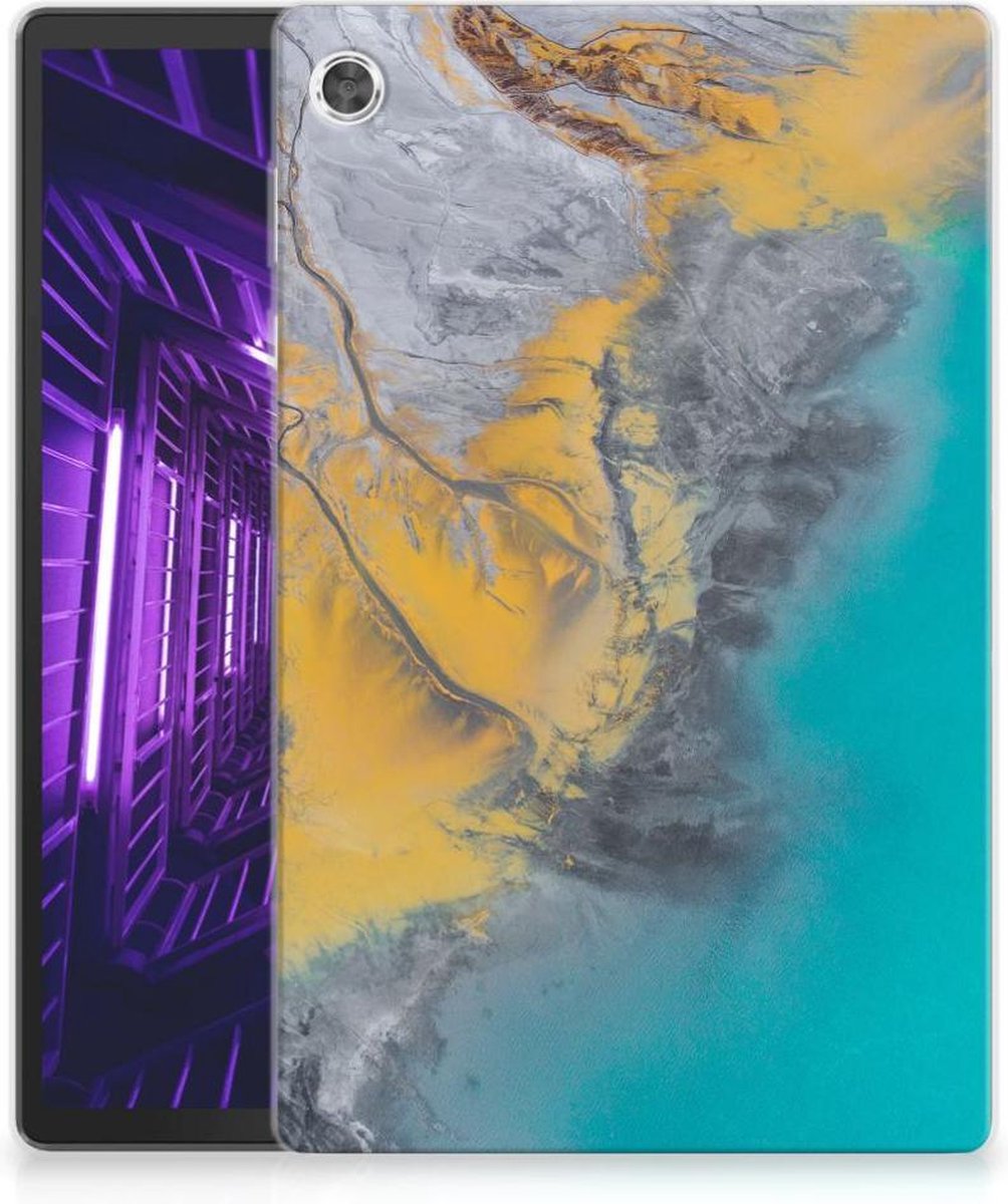 Lenovo Tab M10 Plus Tablet Back Cover Marble Blue Gold