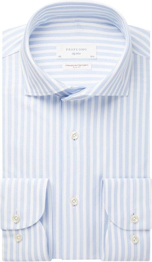 Profuomo Sky Blue Slim Fit overhemd blauw wit | bol.com