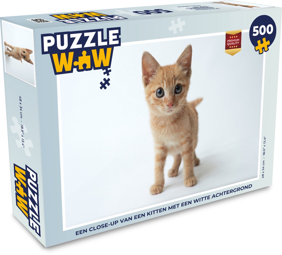 Afbeelding van product Puzzel 500 stukjes Kittens - Een close-up van een kitten met een witte achtergrond - PuzzleWow heeft +100000 puzzels