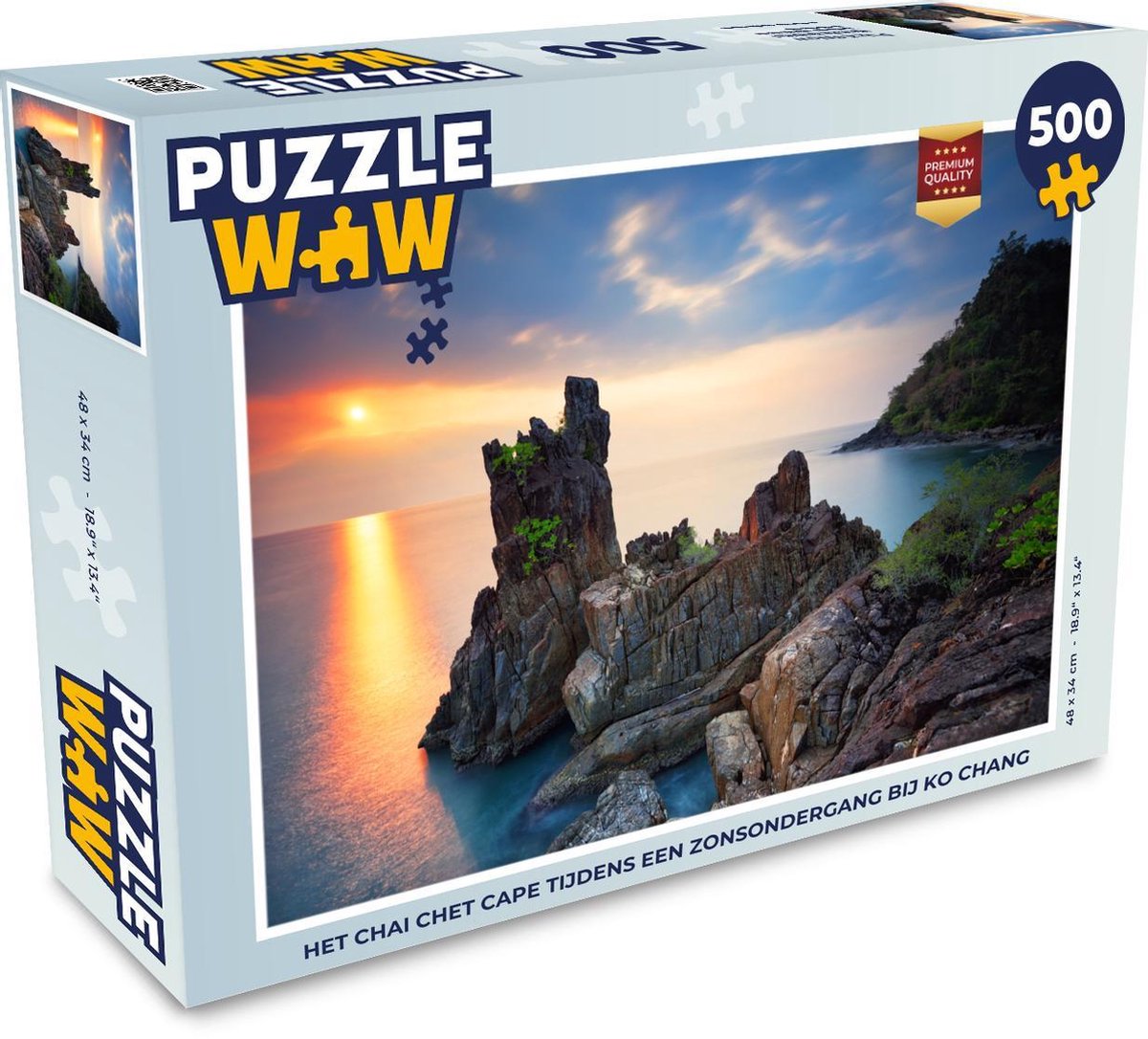 Afbeelding van product Puzzel 500 stukjes Ko Chang - Het Chai Chet Cape tijdens een zonsondergang bij Ko Chang - PuzzleWow heeft +100000 puzzels