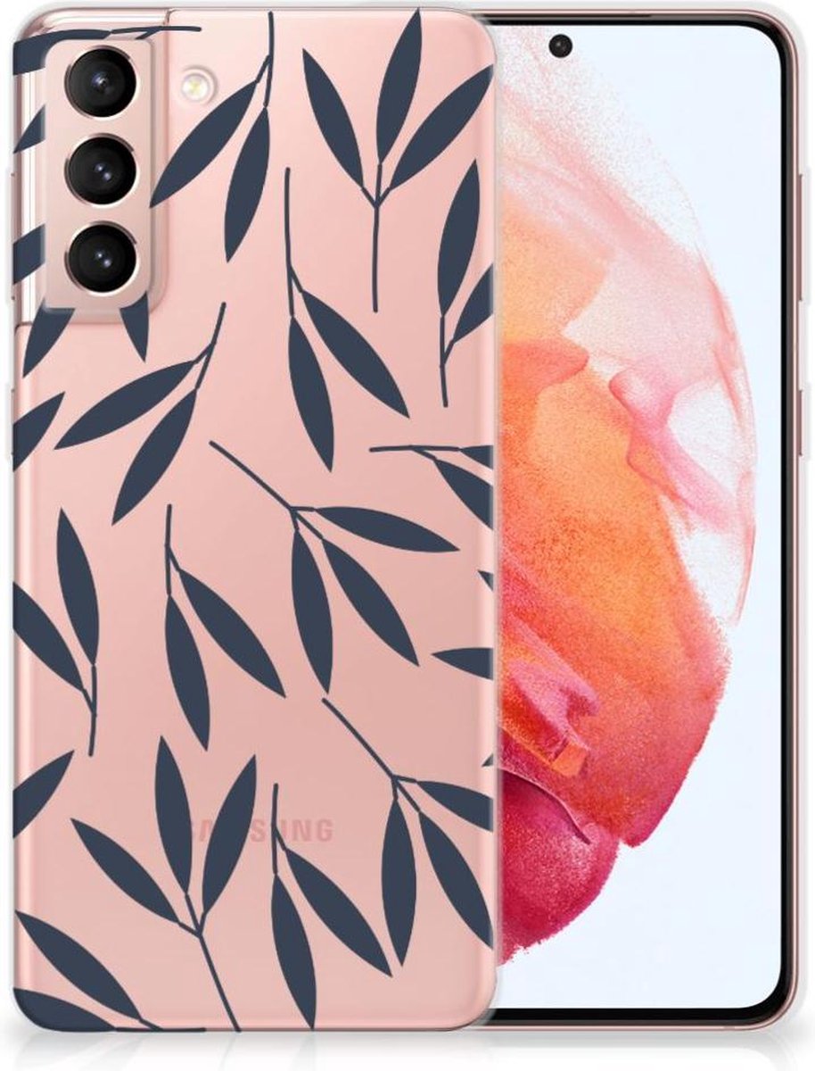 Back Cover voor Samsung Galaxy S21 TPU Case Leaves Blue
