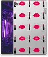 Tablethoesje Lenovo Tab M10 Plus Backcover Personaliseren Lipstick Kiss met doorzichte zijkanten