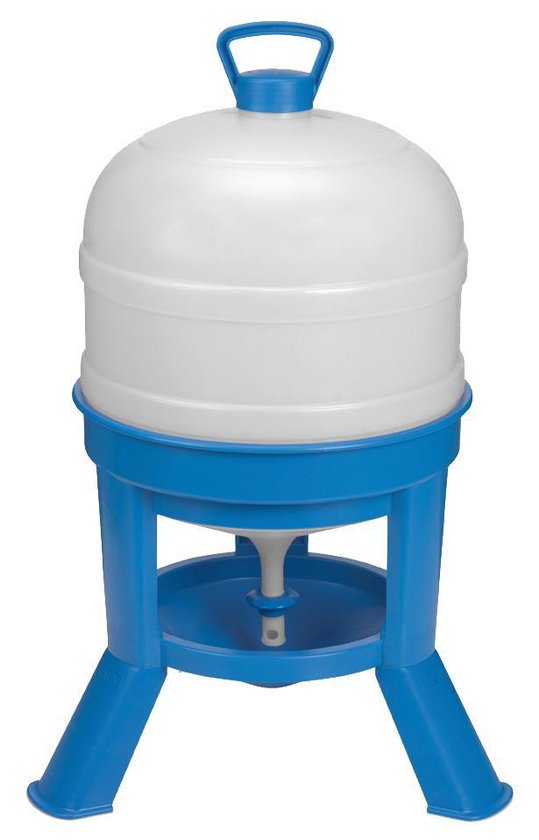 Gaun Pluimvee drinktoren – Op pootjes – 16 cm hoog – 30 Liter inhoud – Met sifon – Blauw