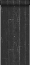 Origin behang verweerde houten planken mat zwart en zilver - 347542 - 53 cm x 10.05 m