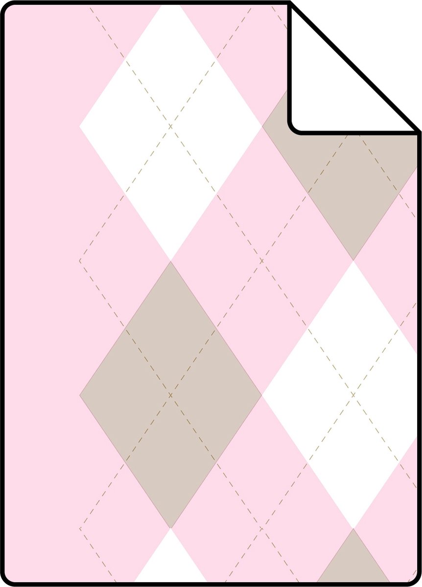 Proefstaal ESTAhome behang ruiten babyroze - 26.5 x 21 cm - 114925-S
