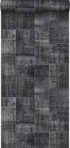 ESTAhome behang kelim patchwork zwart - 148334 - 53 x 1005 cm