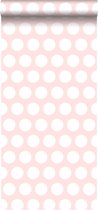 ESTAhome behangpapier kleine stippen wit en licht roze - 128859