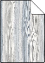 Proefstaal ESTAhome behang hout motief blauw en grijs - 148626 - 26,5 x 21 cm
