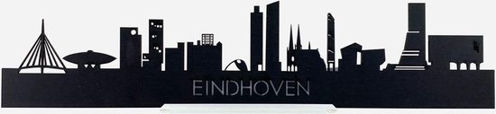 Standing Skyline Eindhoven Zwart hout - 60 cm - Woondecoratie design - Decoratie om neer te zetten en om op te hangen - Meer steden beschikbaar - Cadeau voor hem - Cadeau voor haar - Jubileum - Verjaardag - Housewarming - Interieur - WoodWideCities
