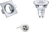 LED Spot Set - GU10 Fitting - Inbouw Vierkant - Glans Chroom - Kantelbaar 80mm - Philips - CorePro 840 36D - 4W - Natuurlijk Wit 4000K - Dimbaar