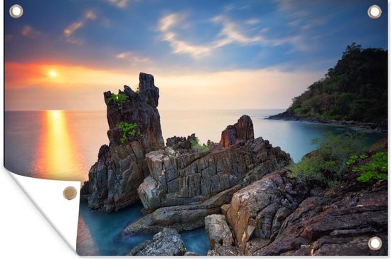 Affiche de jardin Le Cape Chai Chet lors d'un coucher de soleil à Ko Chang 120x80 cm - Toile de jardin / Toile d'extérieur / Peintures d'extérieur (décoration de jardin)