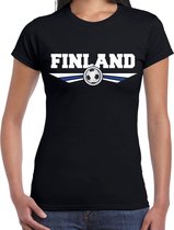 Finland landen / voetbal t-shirt zwart dames S