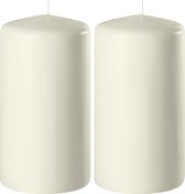 2x Ivoorwitte cilinderkaarsen/stompkaarsen 6 x 10 cm 36 branduren - Geurloze kaarsen ivoorwit - Woondecoraties