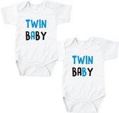 Rompertjes baby met tekst - Twin Baby - Romper wit - Maat 50/56
