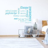 Muursticker Slaapkamer Teksten - Lichtblauw - 80 x 51 cm - slaapkamer