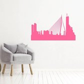 Muursticker Rotterdam -  Roze -  160 x 98 cm  -  woonkamer  steden  alle - Muursticker4Sale