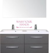 Muursticker Wash Your Hands Mom Said So -  Roze -  33 x 15 cm  -  keuken  engelse teksten  toilet  alle - Muursticker4Sale
