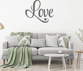 Muursticker Love Met Hartje -  Donkergrijs -  140 x 116 cm  -  woonkamer  slaapkamer  engelse teksten  alle - Muursticker4Sale