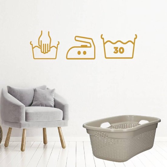 Muursticker Waslabel - Goud - 80 x 22 cm - wasruimte alle