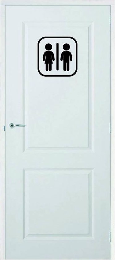Deursticker WC - Zwart - 20 x 20 cm - toilet raam en deur stickers - toilet