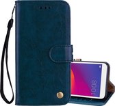 Business Style Oil Wax Texture Horizontal Flip Leather Case voor Huawei Y5 (2018) / Y5 Prime (2018) / Honor 7A (Russische versie), met houder en kaartsleuven en portemonnee (blauw)