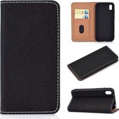 Voor Huawei Honor 8S effen kleur mat magnetische horizontale flip lederen tas met kaartsleuven en houder (zwart)