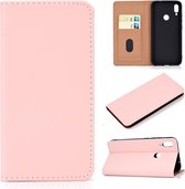 Voor Huawei P Smart (2019) effen kleur mat magnetische horizontale flip lederen tas met kaartsleuven en houder (roze)