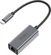WIWU - USB-C naar RJ45  - USb C naar Ethernet adapter - Aluminium - Grijs