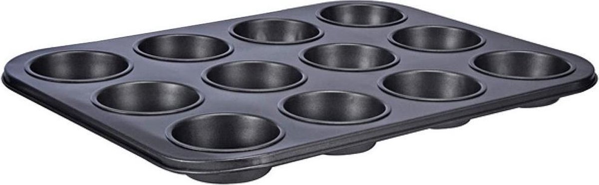 Zwarte Bakvorm - 12 muffins - 36 x 28 x 3 cm - Merkloos