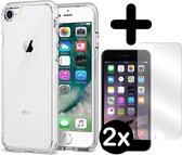 Hoesje Geschikt voor iPhone SE 2020 Hoesje Siliconen Case Hoes Met 2x Screenprotector - Hoes Geschikt voor iPhone SE (2020) Hoes Cover Case - Transparant