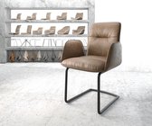 Stoel Vinja-Flex sledeframe rond  zwart suede-look bruin