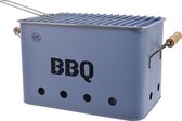Lichtblauwe houtskool barbecue/bbq emmer 33 x 21 cm rechthoekig - Houtskoolbarbecues