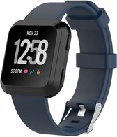 Siliconen Smartwatch bandje - Geschikt voor  Fitbit Versa / Versa 2 silicone band - donkerblauw - Maat: S - Horlogeband / Polsband / Armband